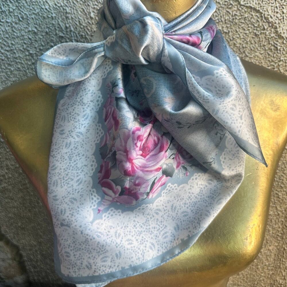 Pastel Blue Lacy Rose Wild Rag
